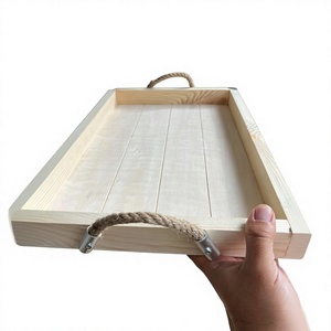 Bandeja de Desayuno Rústica de Madera con Asas de Cuerda, Decoración Artesanal Estilo Granja, Ecológica, Apta para Alimentos, Lavable en Lavavajillas y Apta para Microondas - Product Image 2
