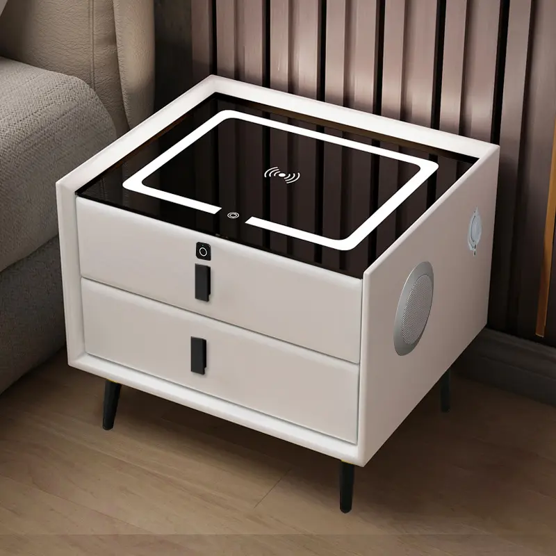 New Product Explosion High Quality Luxury Cabinet Night Stand White Bedside Table Smart Nightstands