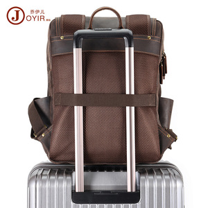 Joyir Men's Retro Leather <b>Backpack</b> 20L Large Capacity Travel Business Commuting <b>Brown</b> Solid Color Detachable Strap - Product Image 2