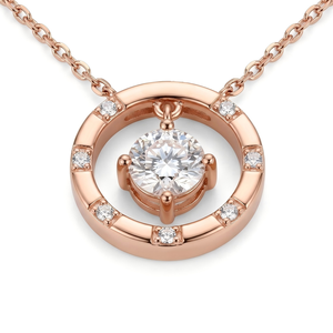 Collar con Colgante Circular de Oro Rosa de 18K Chapado en Rodio, Cadena de Eslabones de Plata, Circonita Cúbica 5A, Amuleto para Mujer, Unisex, Regalo de Compromiso - Product Image 1