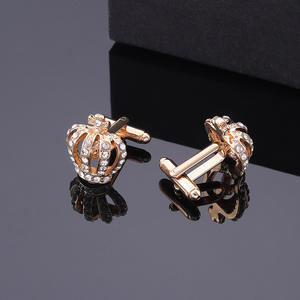 ヨーロッパ系アメリカ人クラウンダイヤモンドブルークリスタルカフリンクス男性用スーツおしゃれなトレンディなフレンチシャツボタン結婚式 - Product Image 5