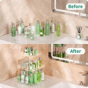 3-שכבות קל הרכבה קל ברור תצוגה אקרילית עבור ציוד קוסמטי בושם לובל טבל יהירות שולחן איפור מארגן - Product Image 6