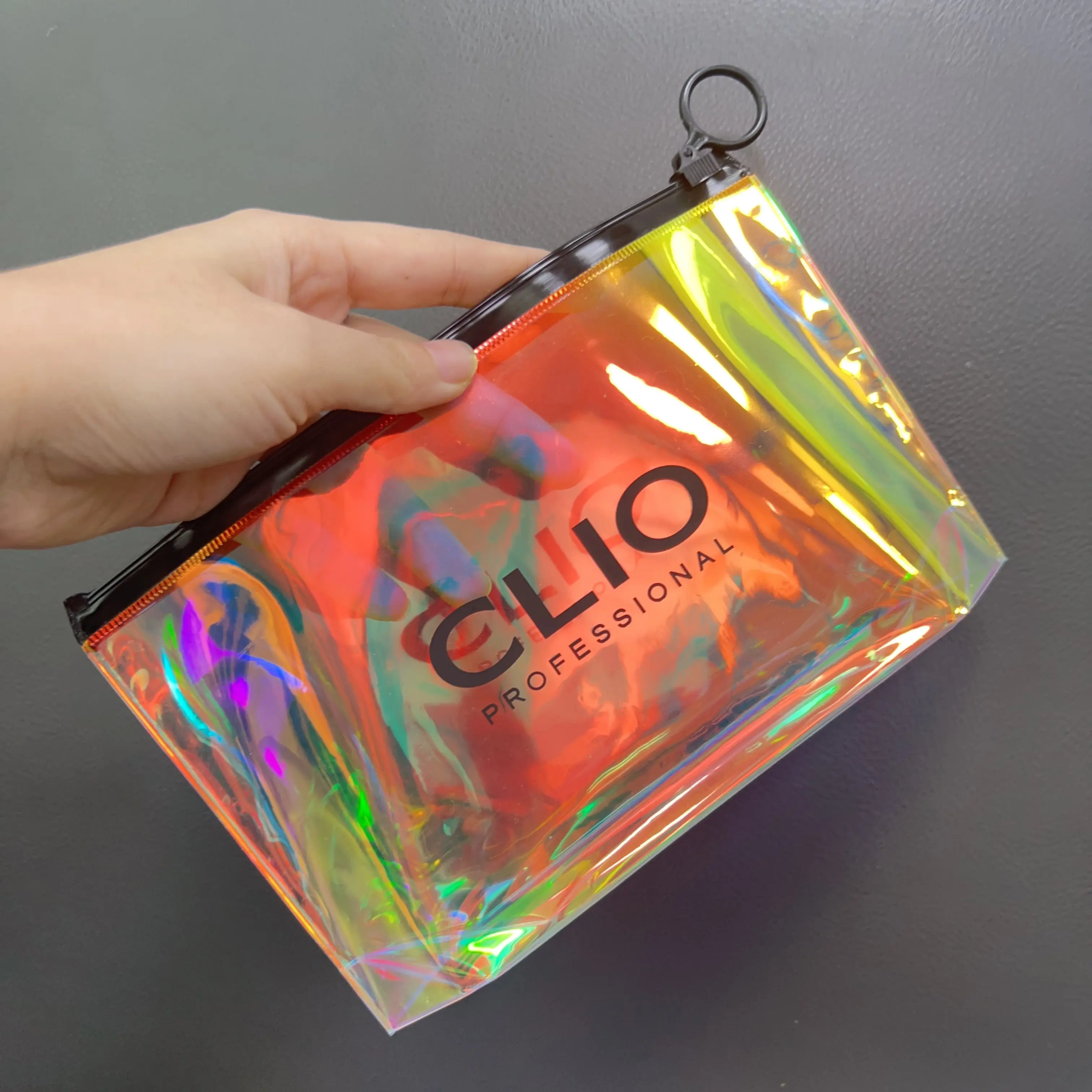 2024 toptan kozmetik çantası PVC EVA fermuar holografik çanta parlak lüks mücevher ambalaj
