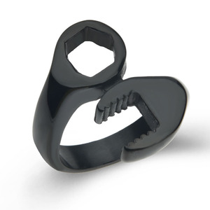 yunnique Men's Wrench Shaped <b>Ring</b> <b>Titanium</b> Steel Fashionable Gold Silver Black Geometric Design Gift Jewelry - Product Image 3