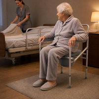 Chaise de toilette légère en aluminium avec couvercle anti-odeur, dossier et accoudoirs réglables en hauteur, pour personnes âgées