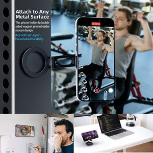 Foldable Magnetic Phone Holder Double Sides Magnets Desk <b>Stand</b> for Universal Phones iPhone Used on Refrigerator Gym Metal - Product Image 4