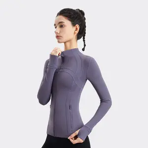 Chaqueta de Yoga WT03 para mujer, chaqueta de Yoga con cremallera completa ultraligera y ligera con bolsillos