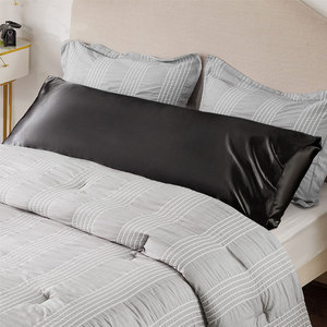 Lot de 2 taies <span class=keywords><strong>d</strong></span>'<span class=keywords><strong>oreiller</strong></span> <span class=keywords><strong>en</strong></span> <span class=keywords><strong>satin</strong></span> tissé avec fermeture à rabat pour la maison et l'hôtel – Bénéfices rafraîchissants et soin de la peau – Cadeau unisexe - Product Image 1