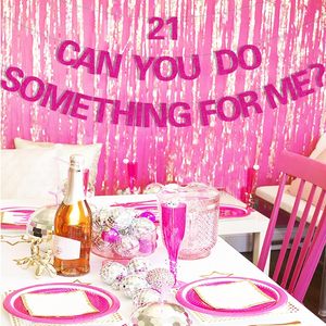 Bannière rose vif « Pouvez-vous faire quelque <span class=keywords><strong>chose</strong></span> pour moi » : décorations amusantes pour son 21e anniversaire - Product Image 1