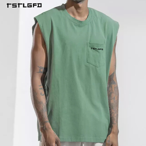 Débardeur 100 % coton de haute qualité pour hommes – Vente en gros, couleur unie, sans manches, coupe oversize, design tricoté sportif - Product Image 6