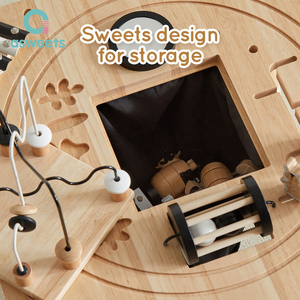 Matériel pédagogique sensoriel moderne inspiré <span class=keywords><strong>de</strong></span> Montessori, jeux créatifs, bacs sensoriels, table d'activités en bois noir et blanc - Product Image 3