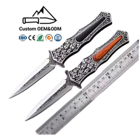 Couteau pliant de haute qualité en acier inoxydable 3Cr13, manche en bois et acier inoxydable, gravure personnalisée OEM, couteau de camping haut de gamme