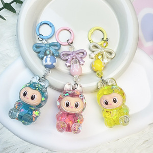 Schattig Bubu Glow-in-the-dark sleutelhanger hars figuurtje met kleurrijke kralen & glitter Glow Night Light Flow Sand Charm - Product Image 3