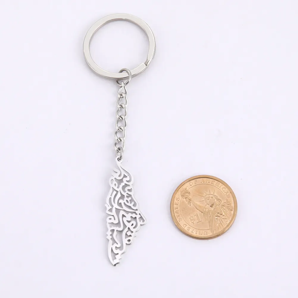 Hot Sale Palestine Map Pendant Charms Stainless Steel Other Key Chains For Women And Men Keychain Gift