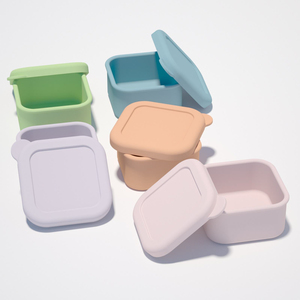 Boîte à bento carrée portable avec couvercle en silicone, récipients à collation pour nouveau-nés, chauffables, étanches, sans BPA, préservant la fraîcheur, 1-3L - Product Image 2