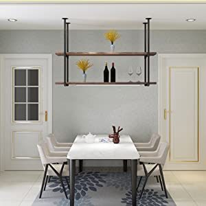 Supports d'<span class=keywords><strong>étagère</strong></span> en métal en forme de U, fixation au <span class=keywords><strong>plafond</strong></span>, support de suspension en tuyau de fer noir pour <span class=keywords><strong>cuisine</strong></span> - Product Image 6