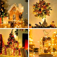 Guirlande lumineuse féerique de Noël à piles/USB de 1m/2m/5m/10m pour la décoration festive de la maison, guirlande lumineuse en fil de cuivre