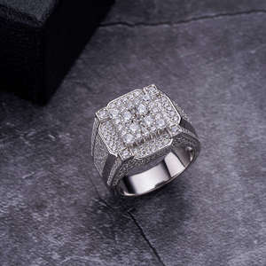 Punk <span class=keywords><strong>Rap</strong></span> Jewelry New Men Gold Color Big Zircon Hip Hop Rings Men Ring glazed Out Italian Silver Rings For Men - Product Image 2