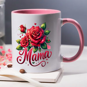 Nouvelle <span class=keywords><strong>tasse</strong></span> à café en céramique Diytree motif de fleurs rouges cadeau de fête des mères anniversaire Rose <span class=keywords><strong>tasse</strong></span> pour les nouvelles mères et grands-mères - Product Image 3