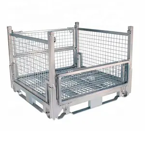 Heavy duty hot dip galvanized collapsible Stacking and folding custom container storage pallet cage