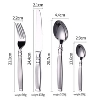Ensemble de couverts en acier inoxydable 18/10 épais et robuste avec manche gaufré, fourchettes, couteaux et cuillères pour la maison et les mariages