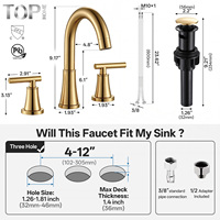 Robinet mitigeur de lavabo de salle de bain contemporain à double poignée en acier inoxydable avec finition céramique, pour montage sur plan, eau chaude et froide, OEM