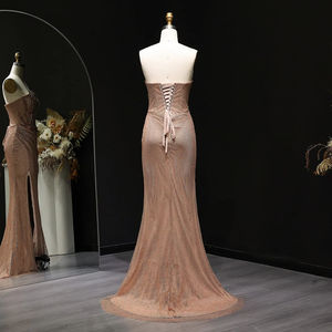 Gaun Malam Mewah Jancember LSZ528 Warna Perunggu Model Duyung dengan Payet dan Belahan Tinggi untuk Pesta Prom - Product Image 3