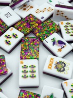 Tuiles de Mahjong American Mardi Gras en Acrylique Violet Brillant – Mahjong Américain Luxueux pour une Ambiance Festive et des Jeux de Société