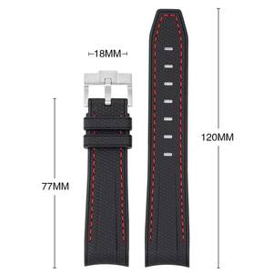 Bracelet de montre en caoutchouc tissé à extrémités courbes avec surpiqûres pour Omega X <span class=keywords><strong>Swatch</strong></span> Speedmaster <span class=keywords><strong>Moonswatch</strong></span> 20 mm - Product Image 5