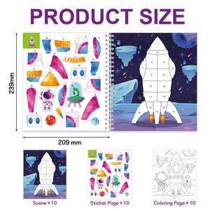 Activités sur le thème de l'espace, bricolage pour garçons, 3 autocollants par numéros, livres de peinture pour enfants de 4 à 8 ans - Product Image 6