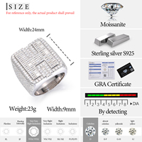 Baguette Moissanite lettre bague 925 argent Sterling Mossanite diamant glacé championnat bague rappeur Hip Hop bijoux hommes cadeau
