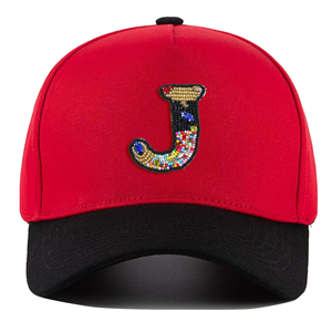 Casquette de baseball unisexe en polyester/coton, nouveau design, 26 lettres, logo personnalisé, rouge intense, visière courbée, résistante à la décoloration, style urbain - Product Image 4