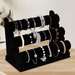 Expositor de Joyería de Terciopelo de Lujo Hecho a Mano, Soporte Personalizado para Pulseras, Brazaletes y Relojes con Accesorios para Pendientes y Otras Joyas - Product Image 1