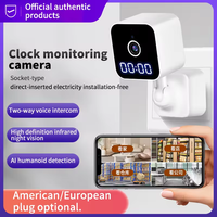 Caméra CCTV 1080P avec horloge Moniteur de caméra intelligente intérieure Audio bidirectionnel avec capteur Vision nocturne