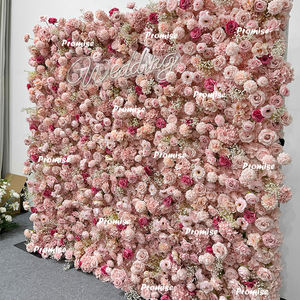 Bloemenwand achtergrond 8x8 babyroze kunstbloemen voor feest bruiloft bruidsdecoratie - Product Image 2