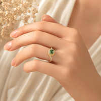 Bague en argent sterling 925 avec agate verte naturelle, bijoux plaqués or 10 carats, bague de fiançailles