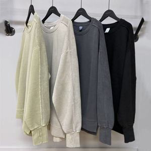 Sudadera con Capucha al por Mayor para Hombre, 100% Algodón, Felpa, Gruesa, Lavada, con Cuello Redondo, Estilo Desgastado - Product Image 1