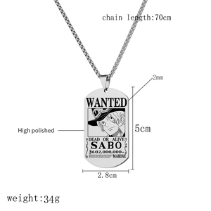 Collier avec plaque de recherche en acier inoxydable, gravure <span class=keywords><strong>laser</strong></span> double face, motif pirates de chapeau de paille anime, 49 couleurs, haute qualité, inaltérable - Product Image 3