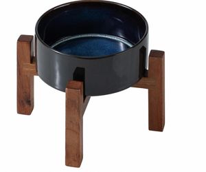 Yükseltilmiş köpek maması standı ile ayarlanabilir bambu ve ahşap depolama raf orta/büyük köpekler için dayanıklı yükseltilmiş köpek kase tutucu - Product Image 1