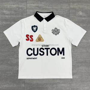 <span class=keywords><strong>T</strong></span>-<span class=keywords><strong>shirt</strong></span> Polo Homme en Coton Lourd 100% Personnalisé Guangzhou Shangshang, Coupe Boxy, Broderie, Impression Sérigraphique, Rayures - Product Image 4