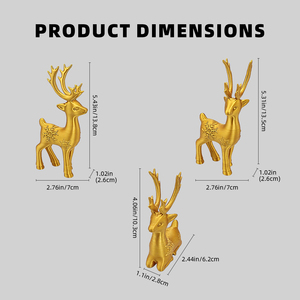 Statuetta di Renna Dorata Stampata in 3D con Motivo a Fiocchi di Neve, Centrotavola Natalizio, Decorazione per la Casa, Regalo di Natale, Ornamento - Product Image 2