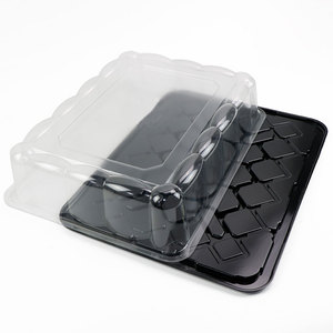 <span class=keywords><strong>Plateau</strong></span> jetable en plastique noir de grande taille avec couvercle transparent - Product Image 5