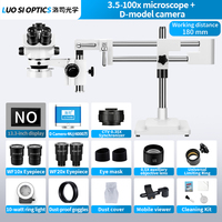 Trinocular Stereo Microscope 3.5X-100X with D Camera Kit 4K UHD for Gemstone Setting and Lab Quality Control