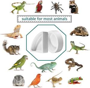 Juego de platos antideslizantes de cerámica para reptiles, cuenco de alimentación a prueba de <span class=keywords><strong>escape</strong></span> y Cueva escondite para lagartos, serpientes y tortugas - Product Image 4