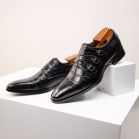 Mocassins à bout pointu grande taille pour hommes 2026 – Nouvelles chaussures d'été respirantes en cuir pour affaires et occasions formelles avec sangles de moine gaufrées