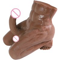 Dildo réaliste en forme de torse masculin avec testicules, marron, demi-corps agenouillé, poupée sexuelle pour femmes, jouet sexuel musculaire