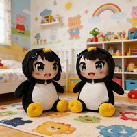 Peluche Adorable Petit Pingouin Qui Cricra et Se Balancarde, Poupée en Polyester Thème Anime, Rembourrage Coton PP, 28/40cm, Idéal pour Fête d'Anniversaire 14 ans et plus
