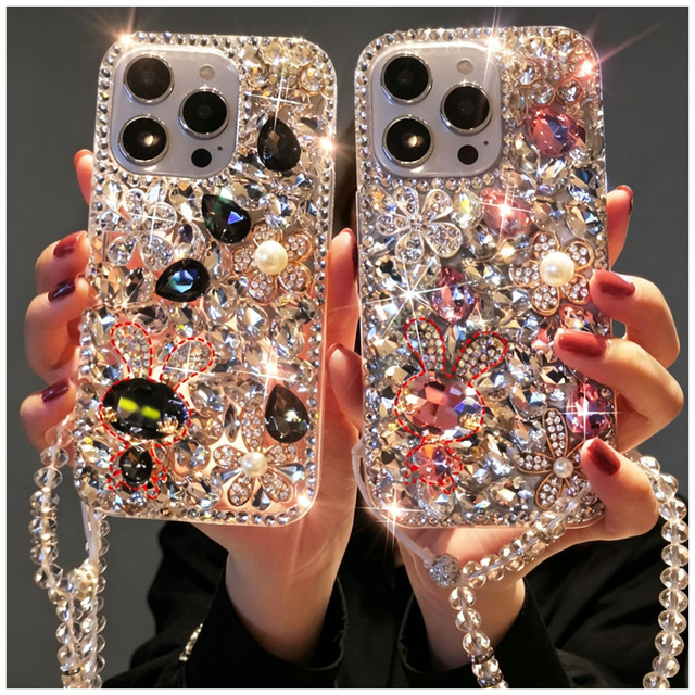 2026 Sparkle Glitter Diamond Crystal Rhinestone Mobile Phone Case Accessories for iPhone 17 Pro Max 16 15 Bling Protective Case
