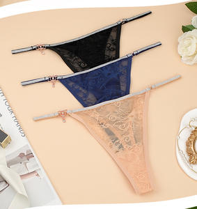 ملابس داخلية نسائية مثيرة شفافة بتطريز أنيق، سروال داخلي من النايلون سهل التنفس بخصر منخفض وأشرطة قابلة للتعديل - Product Image 1