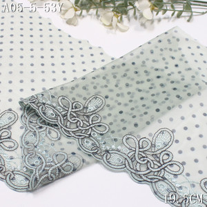 Passamaneria in pizzo ricamato verde retrò da 20 cm <span class=keywords><strong>con</strong></span> motivo a pois per reggiseni e abiti, tessuto ricamato in rete di alta qualità dal Vietnam - Product Image 4